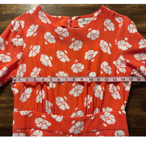 Boden Anthropologie Women’s 6 Dress Midi Fit Flare Short Sleeve Floral Pockets - Picture 6 of 12